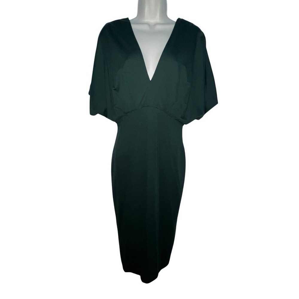 NWT Banana Republic Soraya Butterfly Sleeve Midi Dress Hunter Green Size 8 Vneck